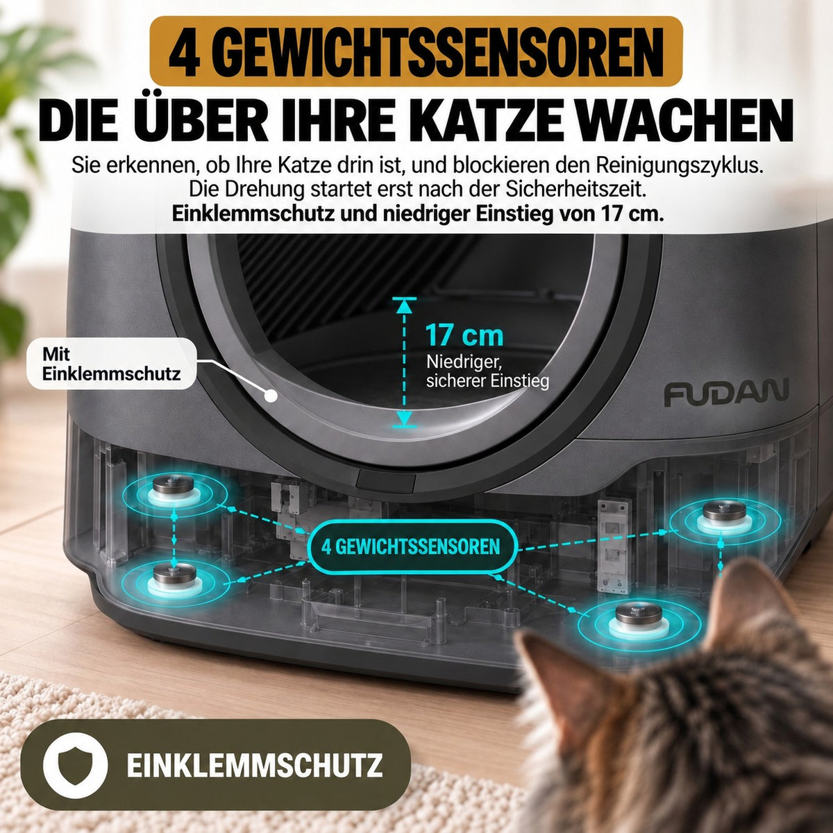 Vier Gewichtssensoren